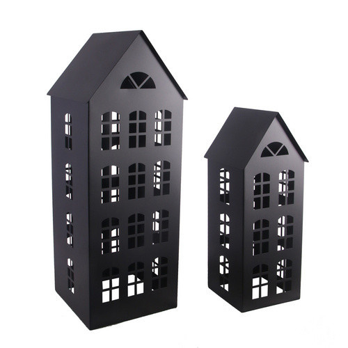 CASAYA Dekohaus Metallhaus in Schwarz, Breite: 22 cm, Höhe: 57 cm, Tiefe: 21,5 cm - Bild 3
