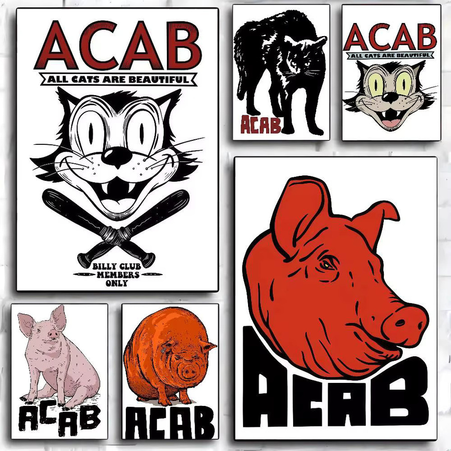 Moetch Vintage Poster ACAB Sozialismus Kunstwerk in Weiß und Multicolour als Papierposter mit Typografie zur Raumdekoration - Bild 2