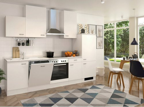 Moderne Küchenzeile Flex-Well WITO in Weiss mit E-Geräten, Breite: 280 cm - Bild 1