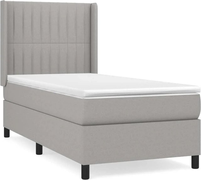 vidaXL Boxspringbett mit Matratze Hybrid-Design in Hellgrau, B/T/H: 90 x 200 cm - Bild 1