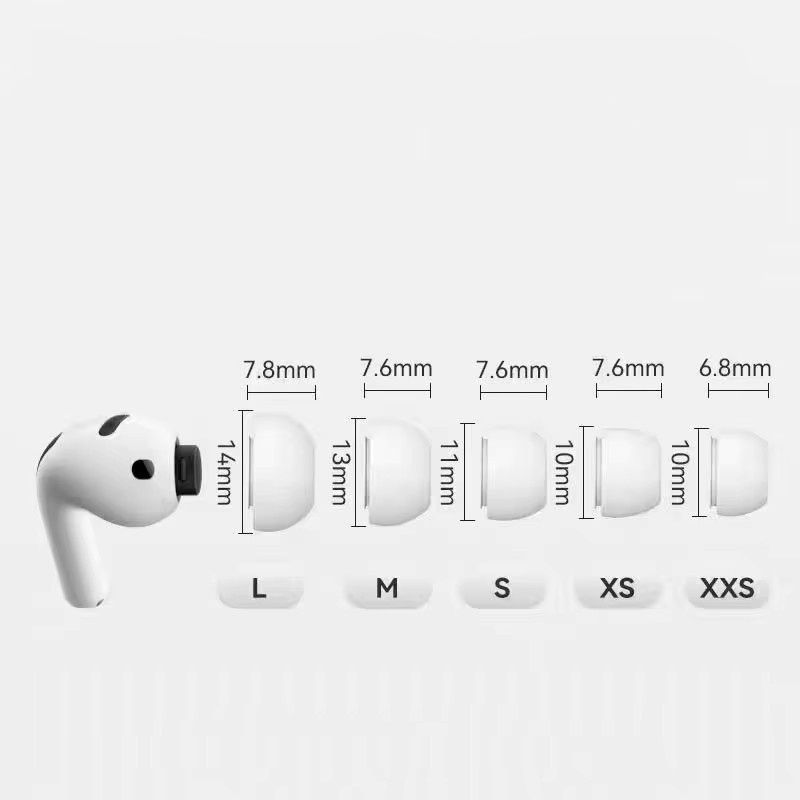 Silikon-Ohrstöpsel für Apple AirPods Pro 3, 5 Paar Ersatz-Ohrhörer-Spitzen in Weiß, geräuschreduzierend, In-Ear Passform in den Größen XXS/XS/S/M/L - Bild 2