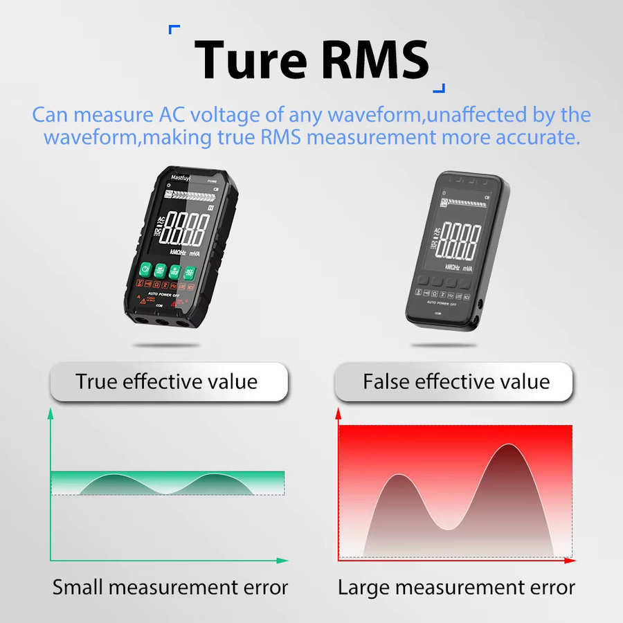 MASTFUYI Mini-Digitalmultimeter in Schwarz mit 4000 Zählungen, True RMS, intelligenter Messung, automatischer Bereichswahl und berührungsloser Spannungserkennung - Bild 2