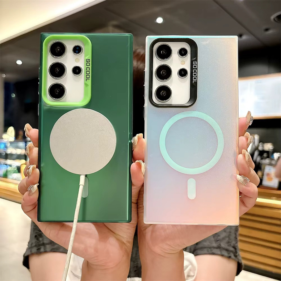 Luxuriöse Laser-Magnet-Handyhülle für Samsung Galaxy S26 S25 S24 S23 S22 S21 Ultra Plus FE Note 20 A55 A54 A53 mit MagSafe Kompatibilität in Blau und Multicolour - Bild 2
