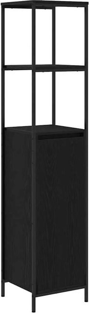 vidaXL Badschrank mit Regalen und Türen in Schwarz und Eichen-Optik, B/T/H: 36 x 35 x 165 cm - Bild 1