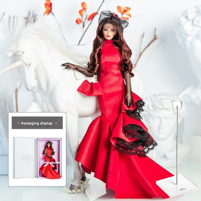Xianxian Princess Sammler Puppe mit rotem Abendkleid und Halter, Höhe: 32 cm - Bild 1