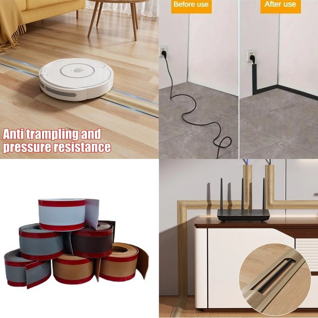 Kabelabdeckung aus PVC mit Selbstklebeband in Weiß für Wand und Boden, Länge: 300 cm, Breite: 5,5 cm, Höhe: 5,5 cm - Bild 1