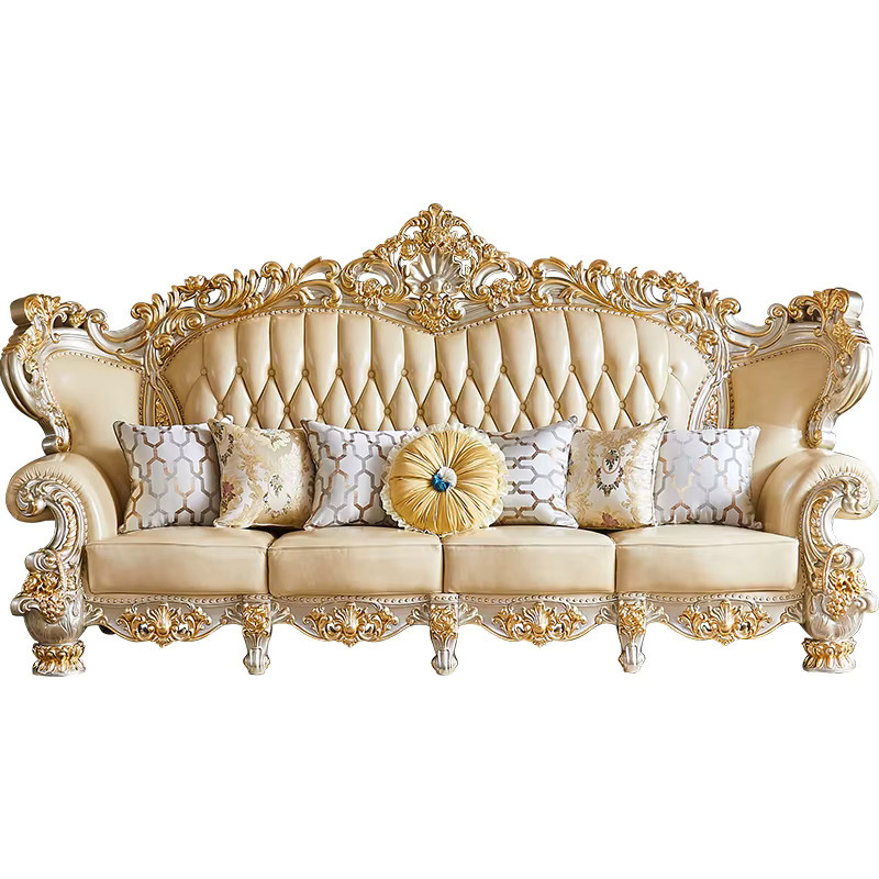 Elegante Couch von DUTRIEUX aus echtem Leder und Massivholz - Bild 2