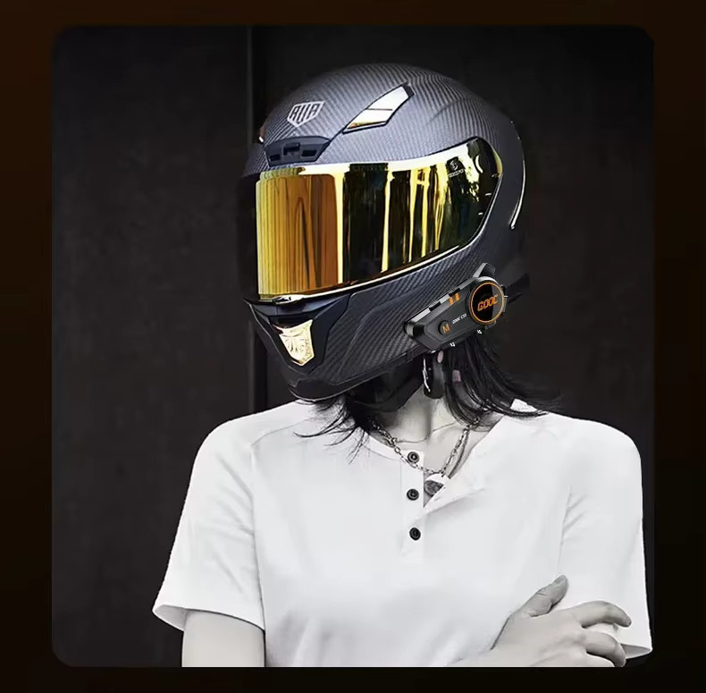 C50 Motorrad-Bluetooth-Helm-Headset V5.3 mit IPX6 Wasserdichtigkeit und Multi-Point-Verbindung für 2 Telefone in Schwarz - Bild 4