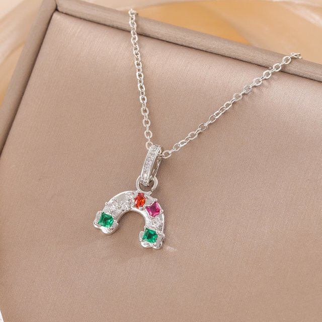 GaGa-Duck Halskette, 925 Silber, Kristall, Regenbogen-Wolken - Bild 1