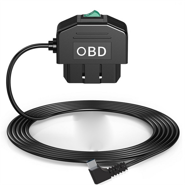 Dashcam OBD Hardwire-Kit mit USB Typ C Anschluss, schwarzes Stromkabel für Dashcams 12–24 V auf 5 V/3 A - Bild 1