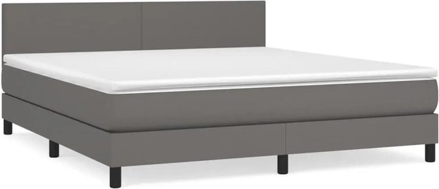 vidaXL Boxspringbett mit Matratze in Grau aus Kunstleder, Hybrid-Bett mit Taschenfederkern, B/T/H: 180 x 200 x 78 cm - Bild 1