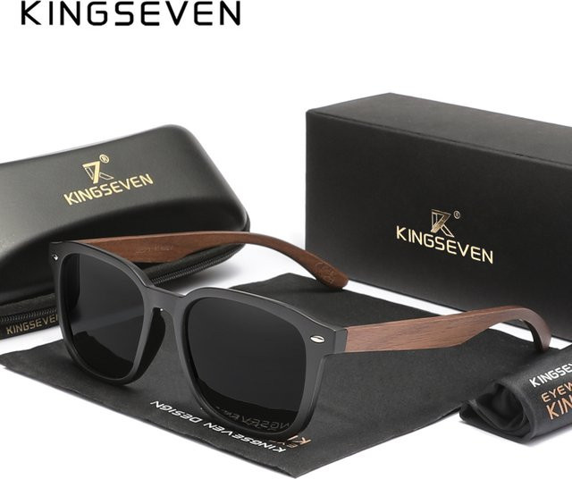 KINGSEVEN Sonnenbrille, Holz, quadratisch, Vollrand, braun, Unisex - Bild 1
