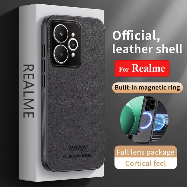 Clucy Silikon Schutzhülle mit matter Litschi-Ledertextur für Realme 15 14 13 12 Pro Plus in Schwarz und Weiß - Bild 1