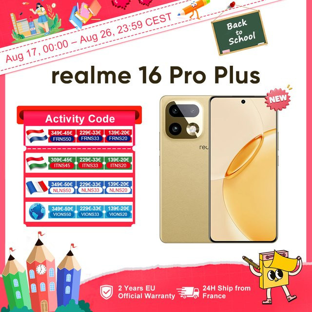 realme 16 Pro Plus 5G Global Smartphone mit 200MP Kamera, AMOLED Display und 256 GB Speicher in Grau oder Gold - Bild 1