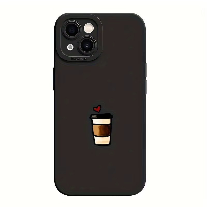 Handyhülle mit Kaffee-Herz-Muster aus TPU für Apple iPhone Modelle in Schwarz - Bild 6