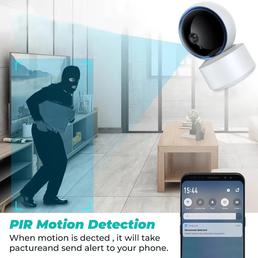 Tuya WLAN IP-Kamera 2MP mit Nachtsicht, 2-Wege-Audio und Auto-Tracking in Weiß - Bild 3