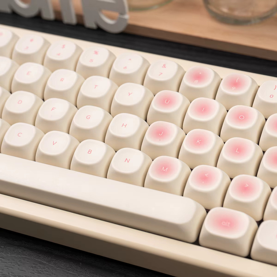 Venit Keys PBT-Tastenkappen im MOA-Profil mit Thermosublimation in Rosa und Weiß für mechanische Tastaturen, 123 Tasten - Bild 2