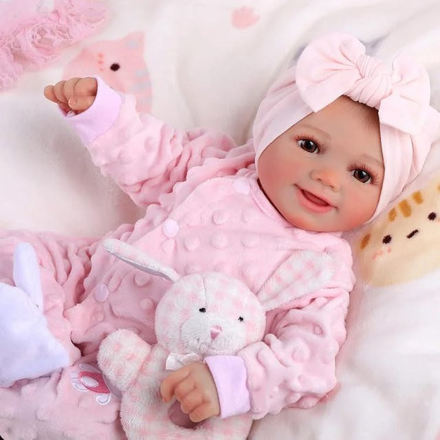 NPK 17-Zoll-Reborn-Puppe mit lächelndem Baby, Sammlerpuppe - Bild 1