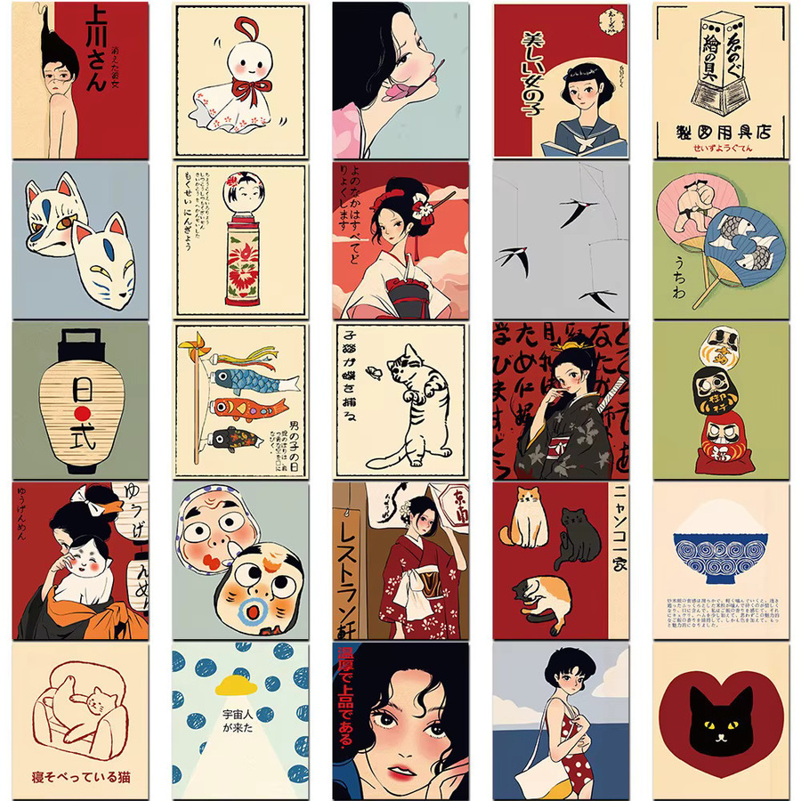 Japanische Mädchenkultur-Aufkleber, Traditionelle Elemente, 50-teiliges Set - Bild 3