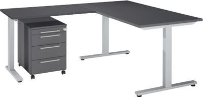 Schäfer Shop Select 3-tlg. Büromöbelset Start Off Schreibtisch in Anthrazit, Rechteck mit T-Fuß, B/T/H: 180 x 80 x 73,5 cm - Bild 1