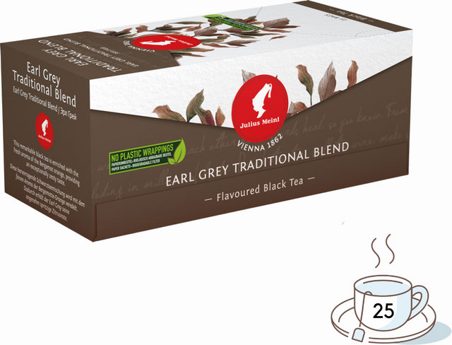 Julius Meinl Tee Earl Grey Traditional Blend, Schwarztee, Teebeutel, 25 Stück - Bild 1