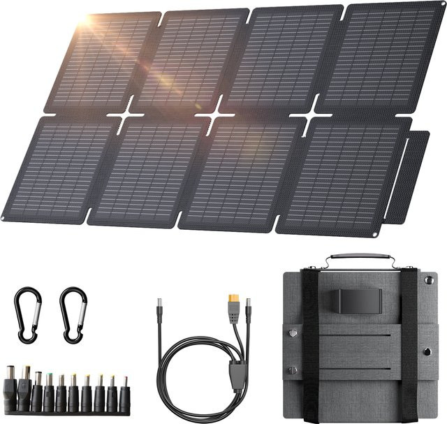 LIONSHEE 60W Faltbares Solarpanel Tragbares Solar Ladegerät IP67 Wasserdicht in Schwarz mit USB-C, USB-A und DC Ausgängen für Camping und Outdoor - Bild 1