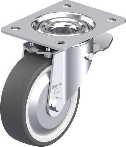 Blickle Lenkrolle LK-POTH 125R-3-ST-FA mit Feststeller in Silber und Grau, Rad-Durchmesser: 125 mm, Tragfähigkeit: 350 kg - Bild 1