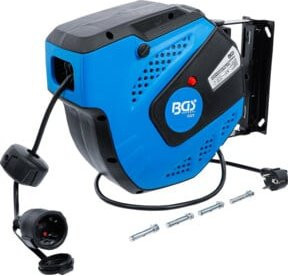 BGS Automatische Kabeltrommel blau, Wandmontage, 15 m Kabellänge - Bild 1