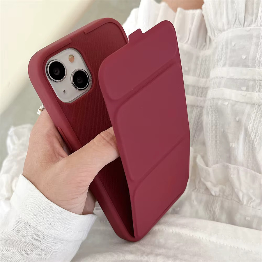 Kedootd Magnetische Faltenhalter-Telefonhülle für iPhone 17 16 15 14 13 12 11 Pro Max in Rot mit stoßfestem Ständer-Rückseite - Bild 2
