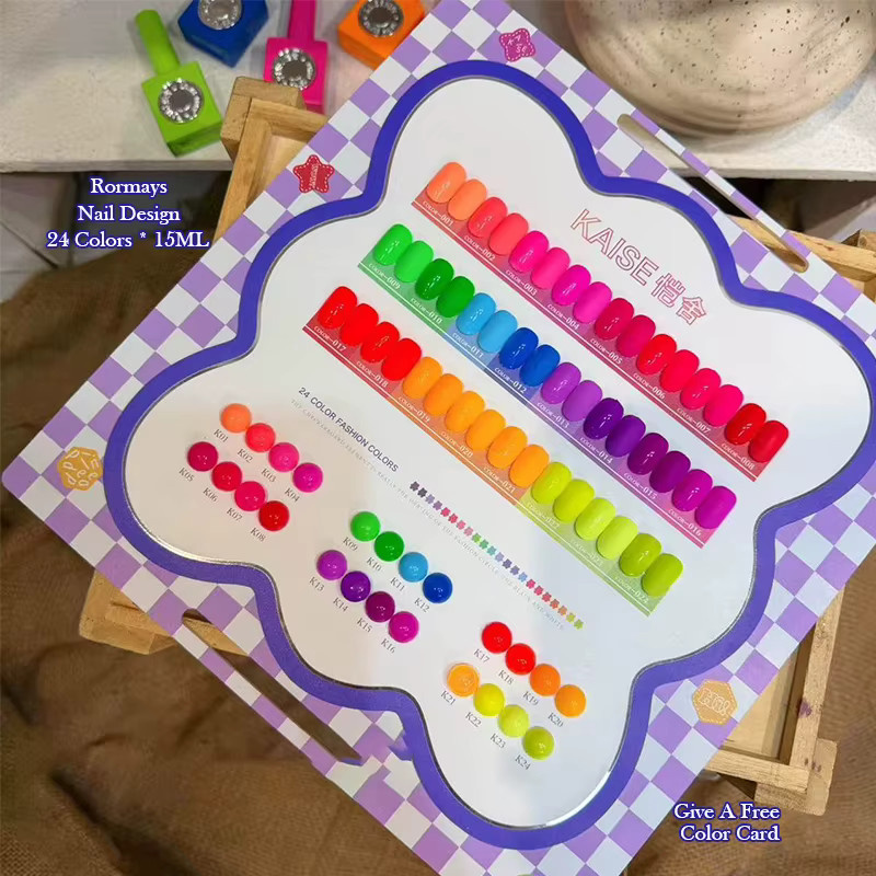 KAISE UV-LED-Gel-Nagellack-Set, 24 Farben, Neon, Glänzend, Unisex - Bild 3