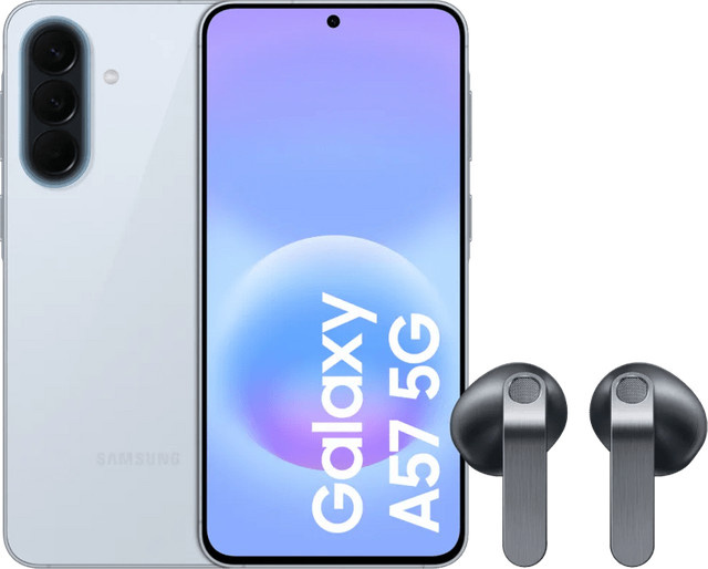 Samsung Galaxy A57 5G Smartphone 128GB Hellblau und Samsung Galaxy Buds4 Schwarz im Set - Bild 1
