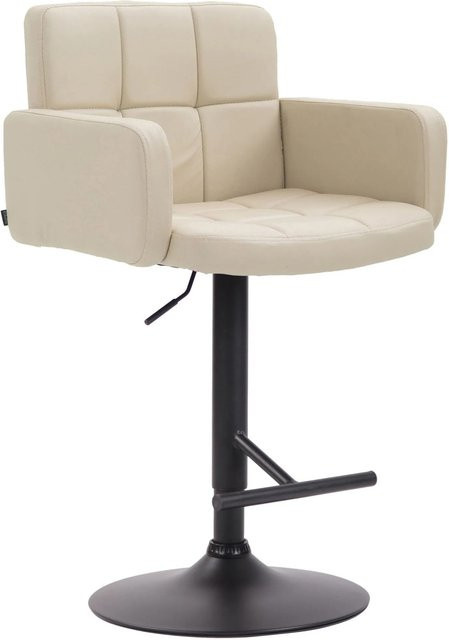 DELUKE Barhocker SUTUN Barstuhl aus Kunstleder in Creme und Schwarz, höhenverstellbar, drehbar mit Lehne, B/T/H: 60 x 56 x 93 cm - Bild 1
