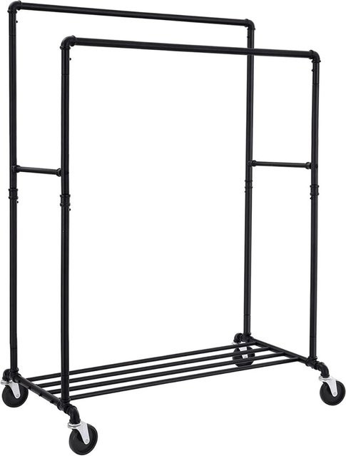 Songmics Doppelkleiderstange mit Rollen und Ablage in Schwarz, B/T/H: 100 x 50 x 163 cm - Bild 1