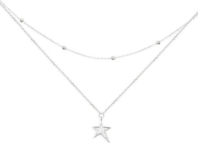 Halskette 925 Silber, Stern Anhänger, Zirkonia, Damen, 40 cm - Bild 1