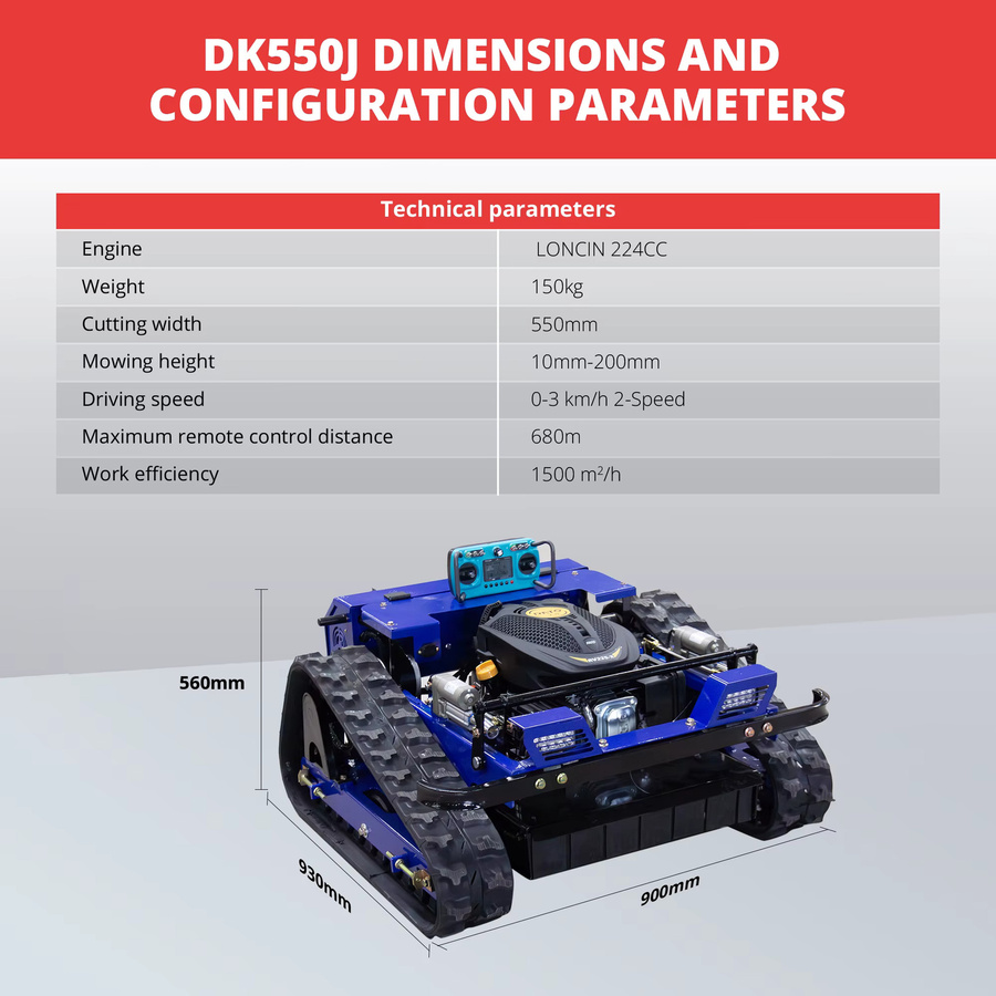 DEEPKRON Intelligenter ferngesteuerter Akku-Rasenmäher mit 4WD für steile Gärten, Blau, Breite: 550 mm bis 1000 mm - Bild 3