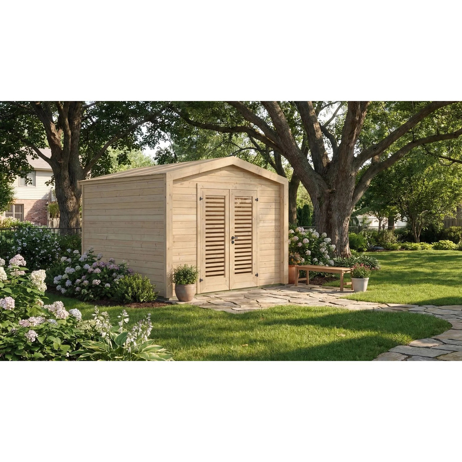 Weka Holz-Gartenhaus Killarney mit Satteldach in Natur Braun, B/T: 311 x 313 cm - Bild 2