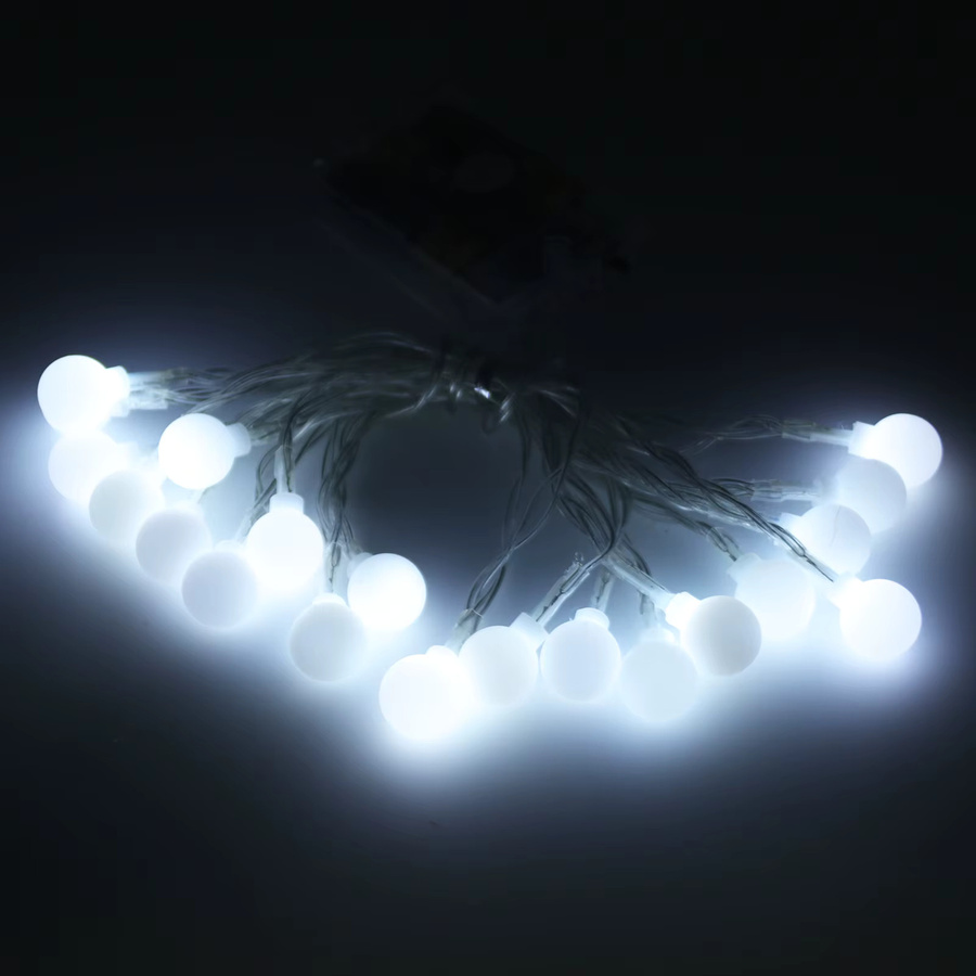 HEGEHE LED Power Ball Lichterkette in Weiß für Garten, Hochzeit und Party mit USB- oder Batteriebetrieb - Bild 2