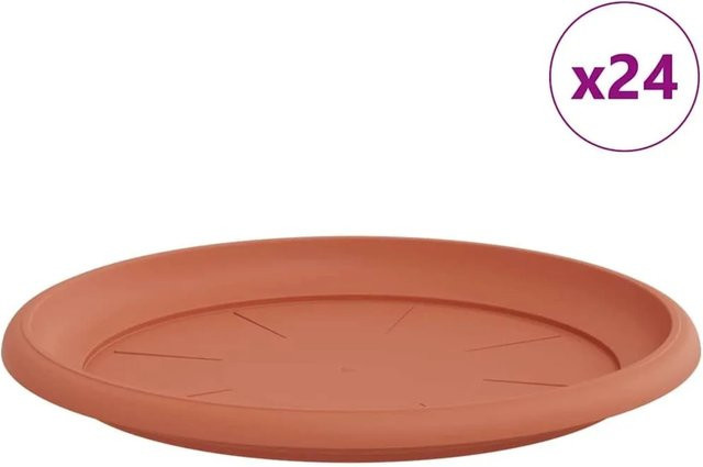 vidaXL Runde Blumenplatten aus Kunststoff in Ziegelrot, 24 Stück, Durchmesser: 27 cm, Höhe: 2,5 cm - Bild 1