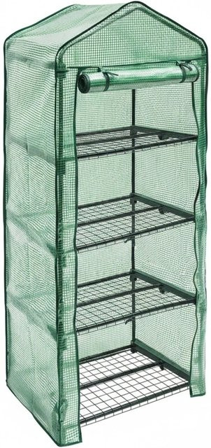 Relaxdays Foliengewächshaus mit 4 Regalen in Grün aus PE-Folie und Stahlrohrgestell, H: 158 cm, B: 70 cm, T: 50 cm - Bild 1