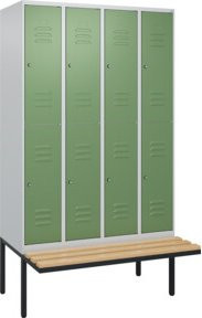 C+P Doppelstock-Spind Classic PLUS Sitzbank mit 4 Abteilen, Buche-Hartholz und Zylinderschloss, B/T/H: 212 x 120 x 81,5 cm - Bild 1