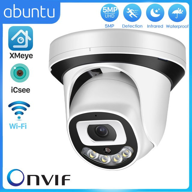 Abuntu HD 5MP IP-Kamera Wi-Fi mit Bewegungserkennung, H.265, SD-Kartenslot und 2-Wege-Audio in Weiß - Bild 1
