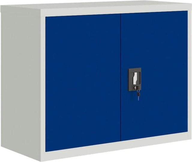 vidaXL Aktenschrank aus Stahl in Hellgrau und Blau mit Türen und Schloss, B/T/H: 90 x 40 x 70 cm - Bild 1