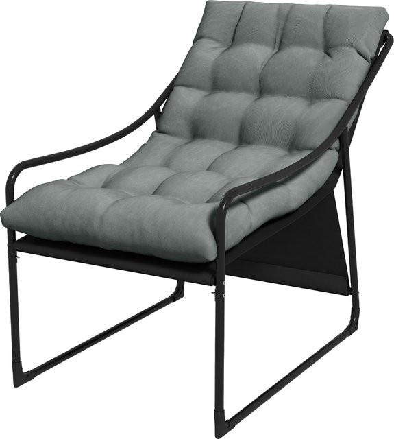 Outsunny Gartensessel mit Armlehnen und Sitzkissen in Grau - Bild 1