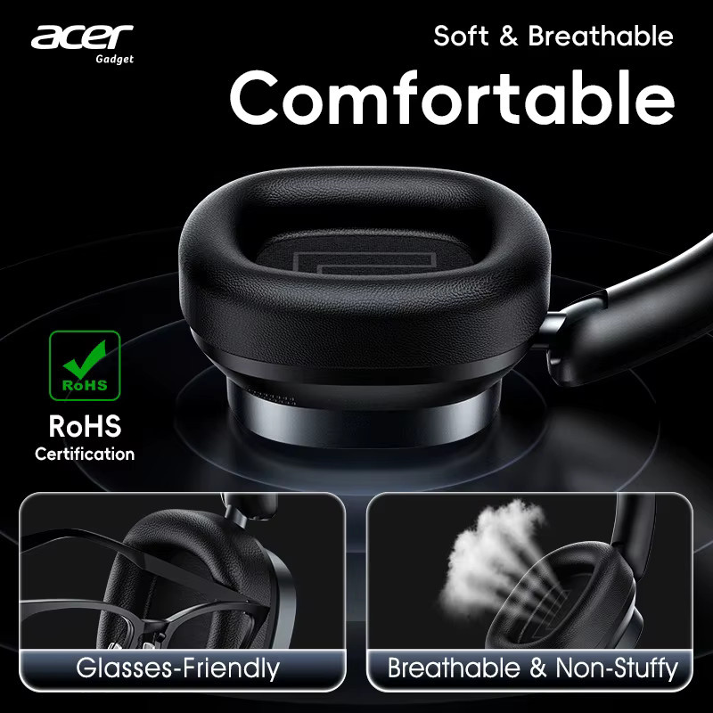 Acer Ohr633 Bluetooth-Headset mit ANC-Geräuschunterdrückung und HiFi-Stereo-Klang in Schwarz oder Orange - Bild 3