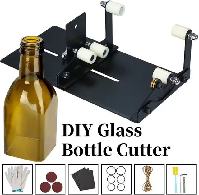 Ninth World Glasflaschen Schneidewerkzeug in Schwarz aus Metall für DIY-Projekte zur Herstellung von Weingläsern und Biergläsern - Bild 1