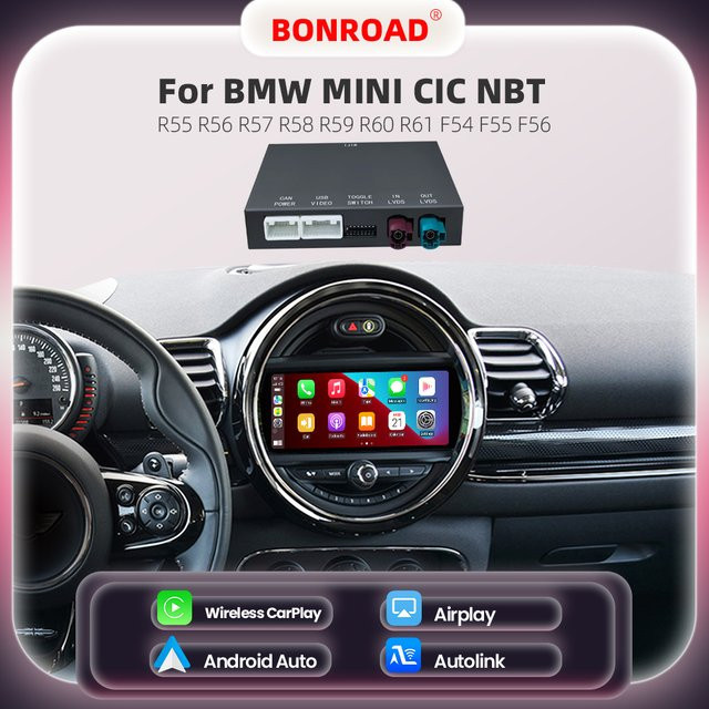 Bonroad Drahtloser CarPlay und Android Auto Adapter in Schwarz für Mini R55 R56 R57 R58 R60 R61 F54 F55 F56 Clubman Countryman Cooper John Cooper - Bild 1
