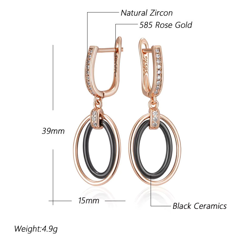 Kinel Ohrringe, Keramik, 585 Gold, Roségold, Zirkonia, Damen - Bild 2