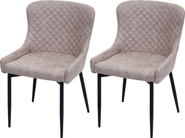 2er-Set Esszimmerstühle MCW H79 im Vintage-Design mit grauem Stoff und Metallgestell - Bild 1