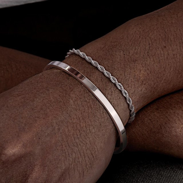 Vnox Armband-Set, Edelstahl, Silber, Herren - Bild 1