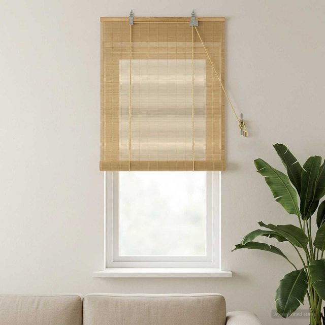 vidaXL Bambus-Rollo Natur in Beige und Braun, B: 40 cm, H: 160 cm - Bild 1